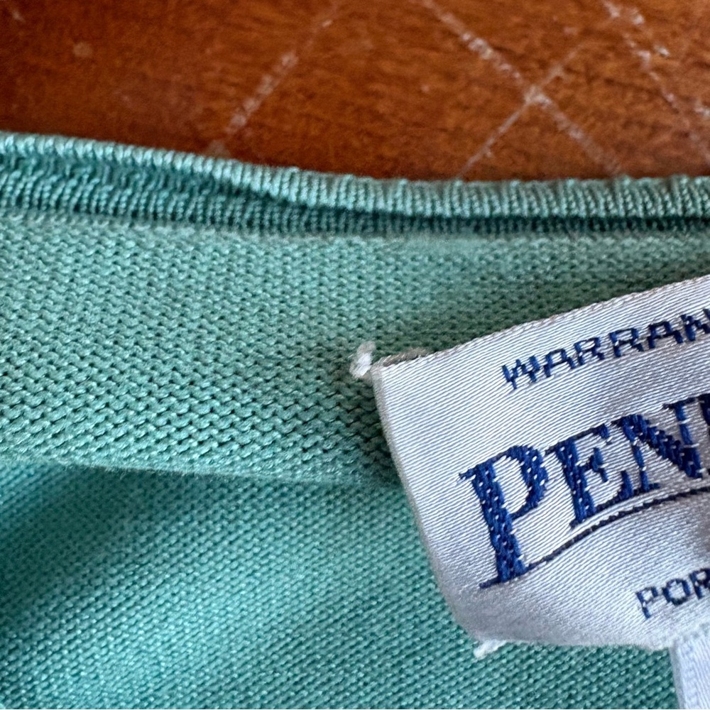 Pendleton Teal Green Silk Blend Button Front Card… - image 8